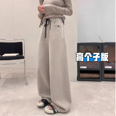 高个子加长高腰拖地糯米卫裤女