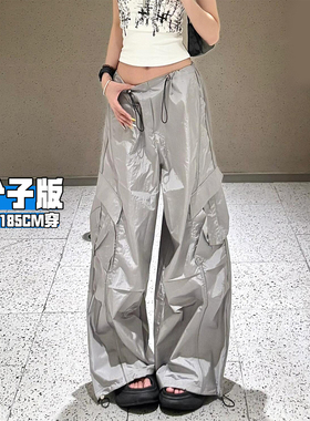 美式速干伞兵工装裤女秋爆款2025新款加长版高个子辣妹爵士舞裤子