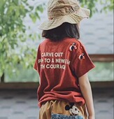 男童女童短袖 日系定制纯棉绣花企鹅半袖 T恤中大童2025年夏季 新款