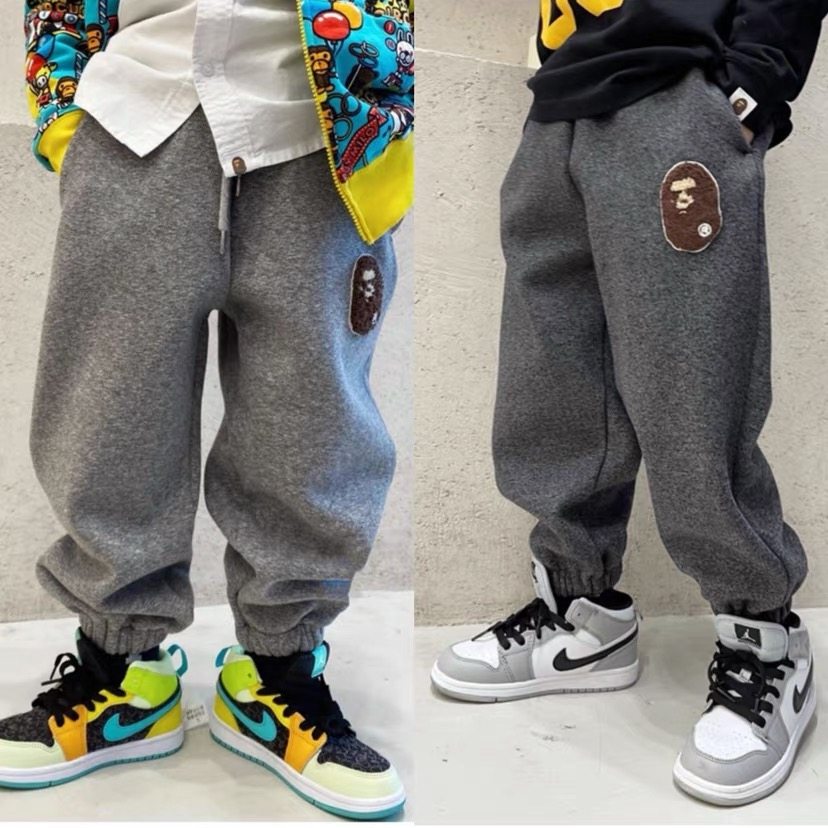 儿童秋冬加厚卫裤男女宝宝一体绒运动裤长裤中大童纯棉宽松束脚裤