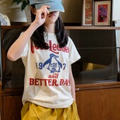 日系风儿童纯棉短袖 亲子 夏装 T恤夏季 男女童小童彩点企鹅印花半袖