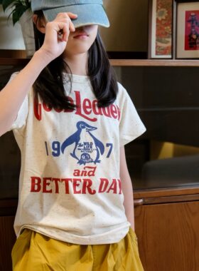 儿童纯棉短袖T恤企鹅领导印花