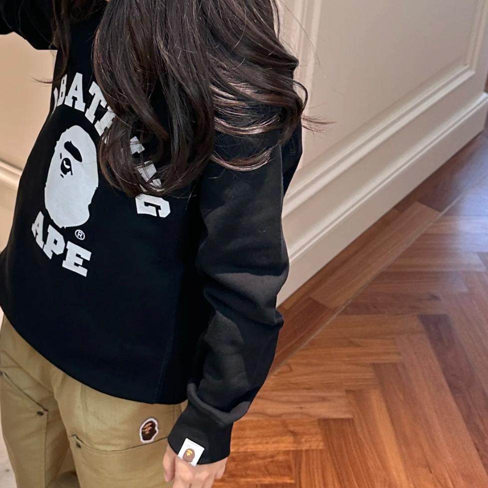 2025秋冬新款儿童纯棉毛圈卫衣男女童字母印花圆领套头衫上衣潮牌