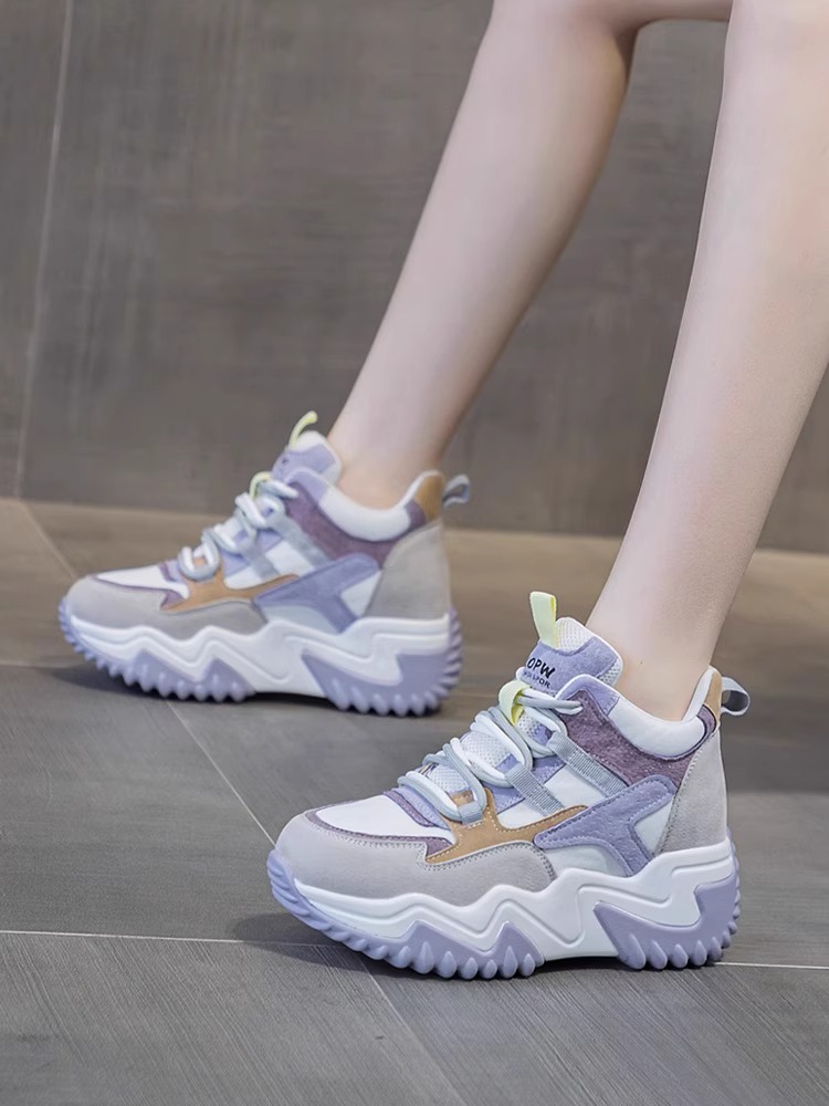 真皮高幫老爹鞋女2025春秋季新款