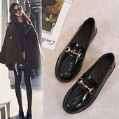 子新款 女鞋 百搭乐福鞋 英伦黑平底单鞋 真皮2025春秋季 豆豆鞋 小皮鞋