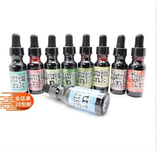 Ranger distress ink复古斑驳印台补充液橡皮章染卡水性染料印油