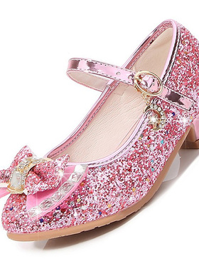 叶罗丽高跟鞋儿童25紫色公主鞋叶罗丽女童皮鞋仙女鞋配裙子水晶鞋