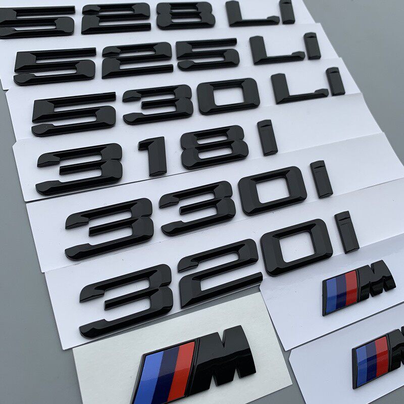 华晨宝马字标3系5系GT 320 520 525li车标改装后尾标标贴标志黑色