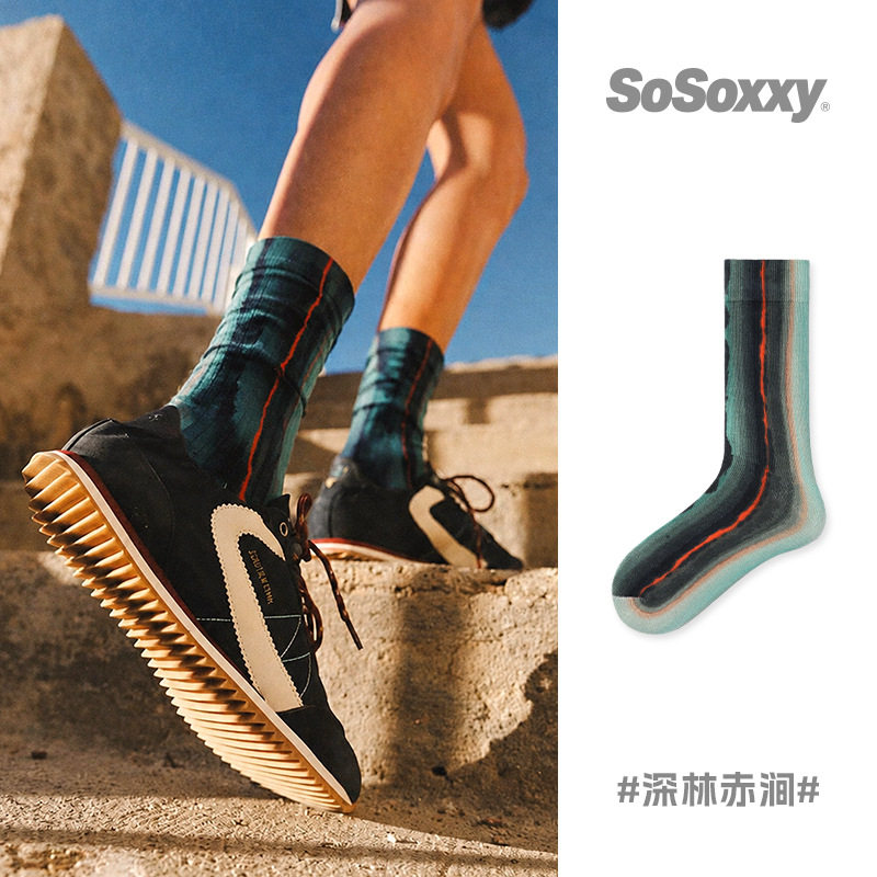 SoSoxxy男士袜子秋冬青绿中筒袜