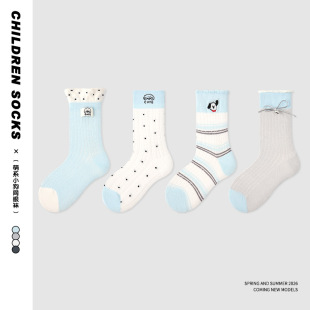 ZYZ儿童袜2026新款 甜心萌兔卡丝网眼袜棉无骨女童袜中筒 春夏薄款