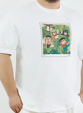 XANTHINE男士原创大码T恤纯棉丛林冒险家KUMABEAR卡通