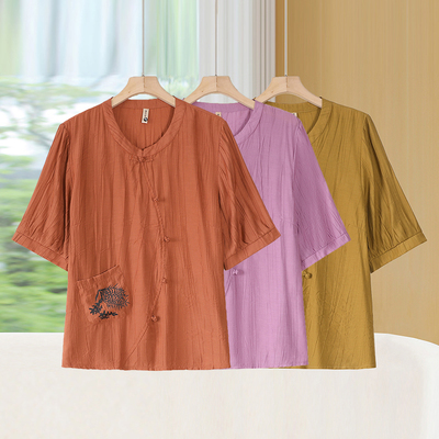 中老年妈妈夏装国风套装