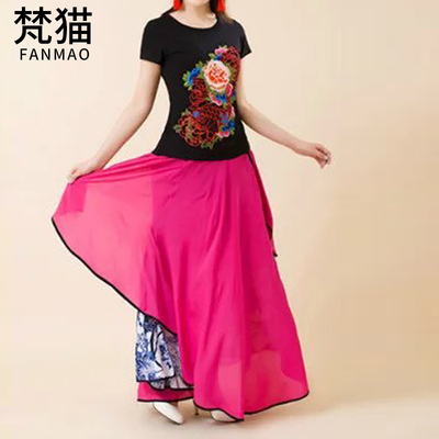 春夏装刺绣牡丹短袖T恤时尚长裙