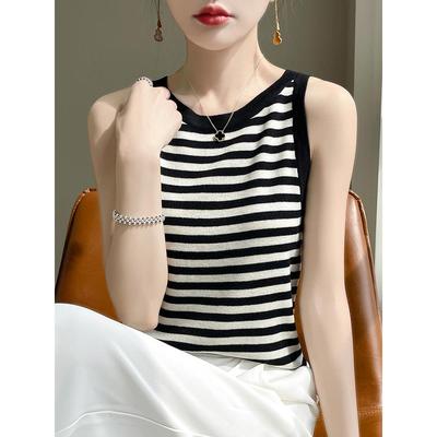 高级美！圆领吊带背心女内搭夏季针织衫薄款2025新款辣妹外穿上衣