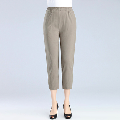 梵猫妈妈装夏季薄款中老年人裤子棉高腰大码长裤中年女裤女士纯色