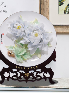 夫己陶瓷手工牡丹花结婚礼物摆件