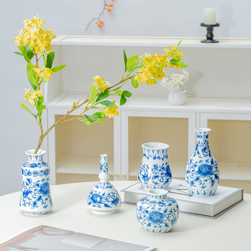 青花瓷中式禅意复古花瓶