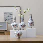 景德镇粉彩花瓶童子观音瓶五子登科陶瓷器中式 饰品招财摆件 书房装