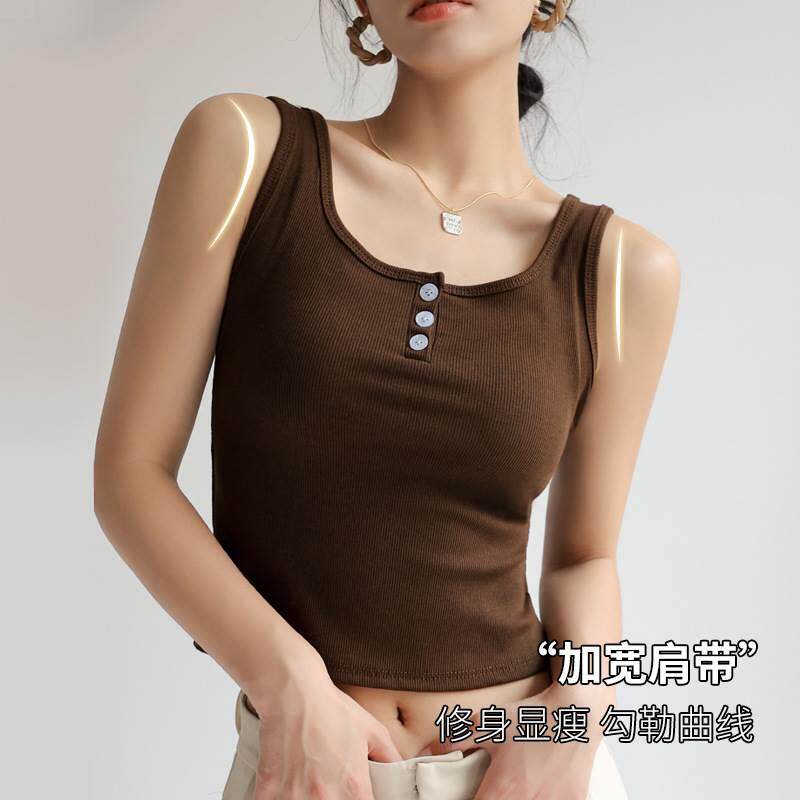 严选小众螺纹外穿短款上衣夏季内搭无袖韩版吊带性感背心女ins