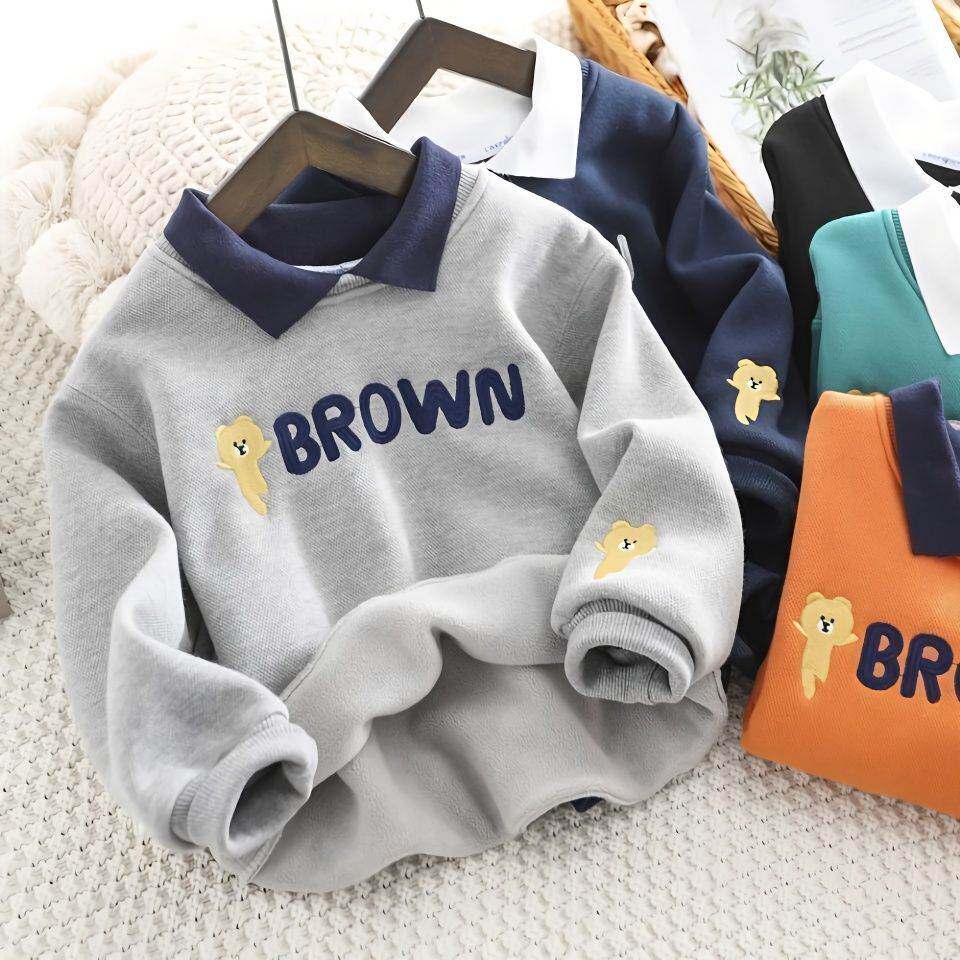 男童卫衣春秋款POLO衫儿童长袖2023打底衫中大童装春装假两件上衣