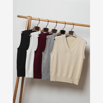 早秋小香风v领针织马甲外