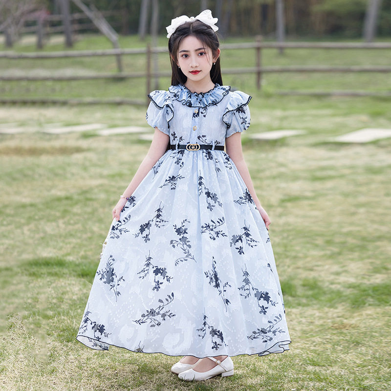 现货热卖女童碎花公主裙雪纺夏装2025新款甜美装长裙沙滩裙子