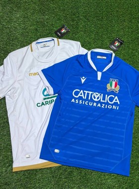 macron 意大利 国家队主场客场蓝色白色男子橄榄球服冷门白菜球衣