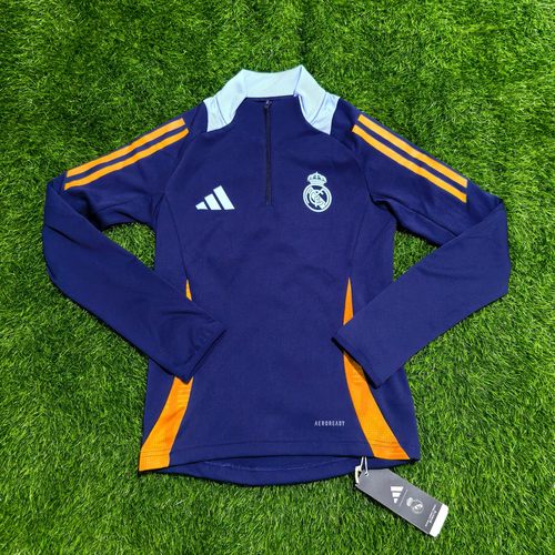 Adidas 皇马 皇家马德里 2425大童儿童足球训练半拉链拇指扣卫衣