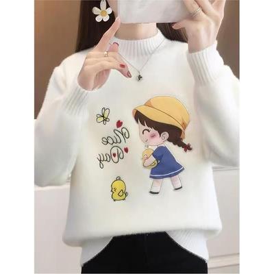 半高领水貂绒毛衣女秋冬