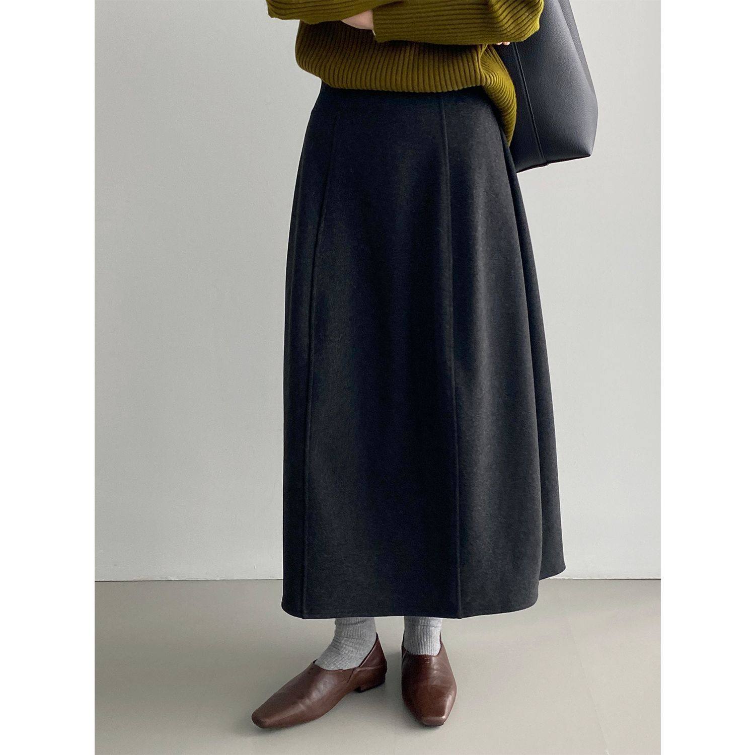 拼接裙2.0加绒加厚~韩系通勤气质半身裙松紧腰A字长裙,女装/女士精品,半身裙,淘宝优惠券,粉丝福利购,淘宝优惠卷