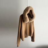 设计感时尚 超美 新款 卫衣春季 毛毛领短外套 大狐狸毛连帽针织开衫