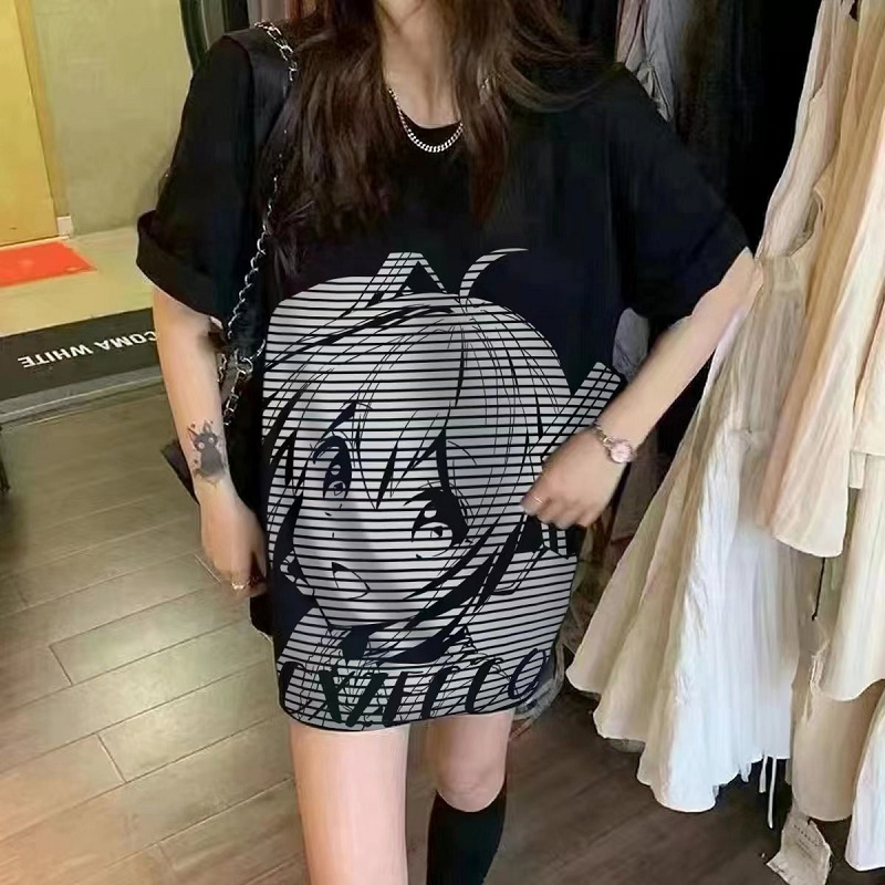 CZECOA动漫印花短袖T恤初音未来二次元男女夏季宽松设计感体恤潮