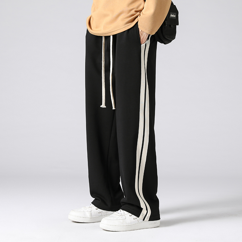 CZECOA重磅卫裤秋冬男潮牌宽松直筒休闲裤子加绒美式阔腿裤运动裤