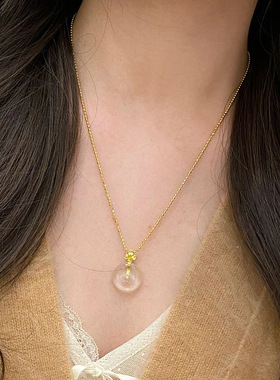 v金材质高版本龙心同款平安扣绝美项链春夏水沫玉显贵锁骨链