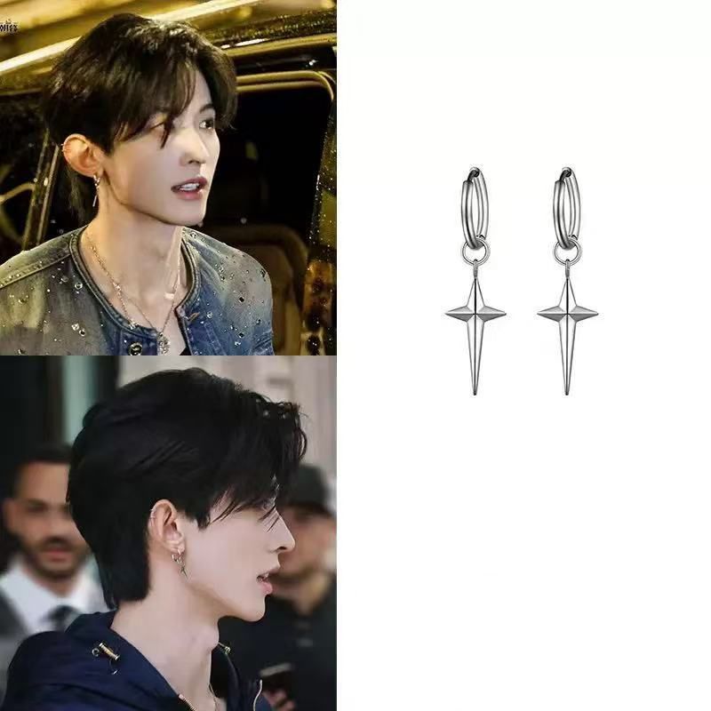 高品质现货新款常华森米兰时装周十字架耳环吊坠耳环无耳洞耳夹