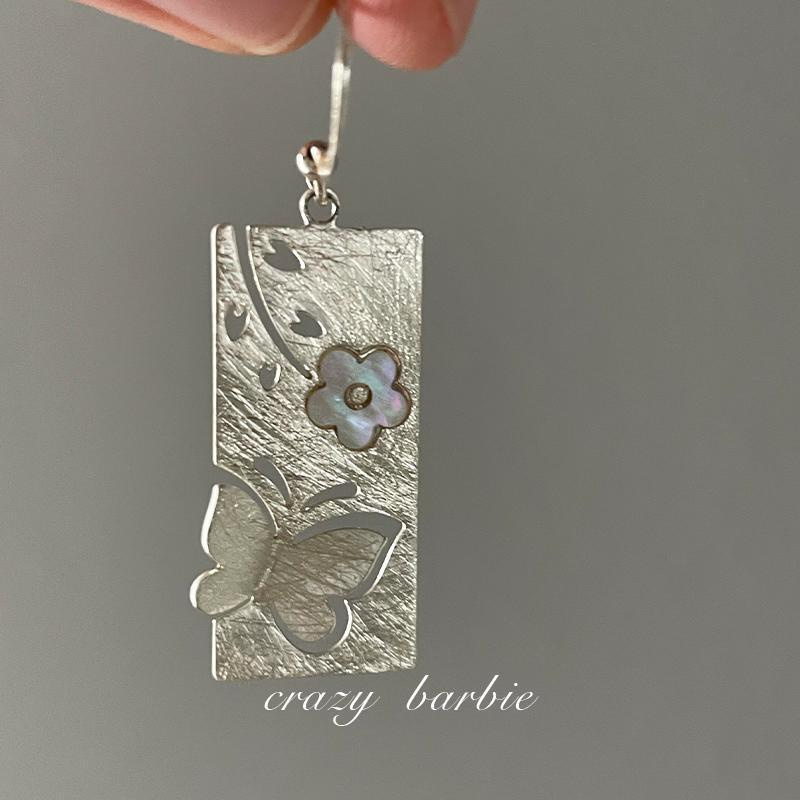 新款高版《蝴蝶与花》AB面耳环耳挂春季新款耳坠耳饰配饰