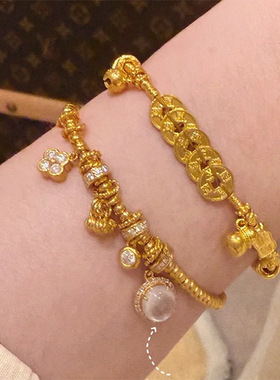 v金材质龙心同款盘缠手链幸运球滴流2025新款时尚轻奢平替手饰