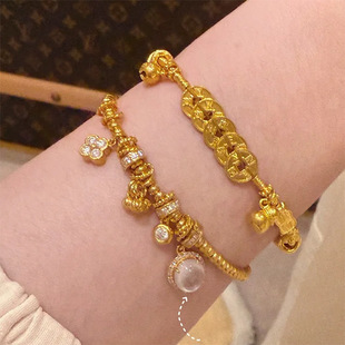 v金材质龙心同款盘缠手链幸运球滴流2025新款时尚轻奢平替手饰