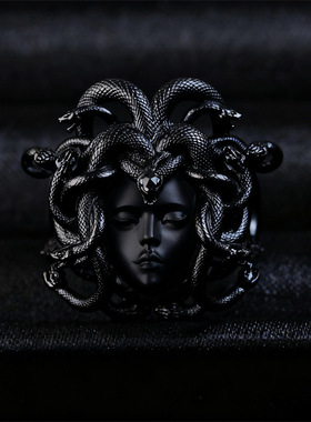 新款高品质版本古希腊美杜莎女王古币戒指艺术高颜值食指戒首饰