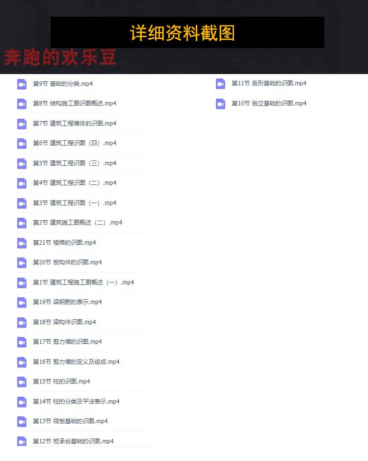 建筑工程识图工程造价员看图纸结构图施工图资料员入门视频教程图片