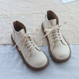 靴子女2024年秋冬新款 百搭复古马丁靴女森女文艺范厚底圆头短靴女