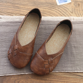 低帮复古奶奶鞋 平底单鞋 女 百搭春秋新款 浅口豆豆鞋 女森系女鞋 韩版