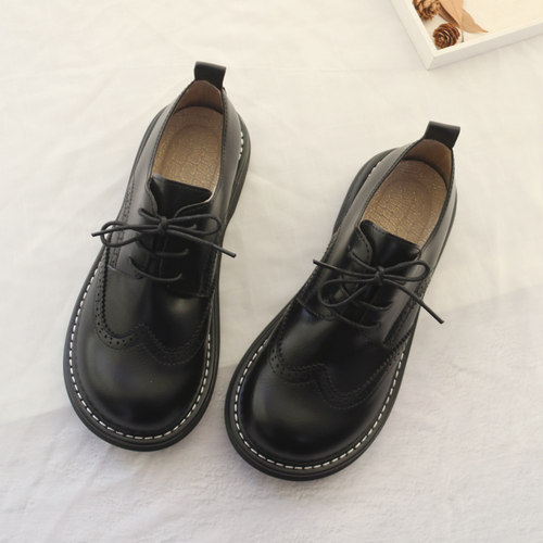 英伦小皮鞋女2022年春秋新款女鞋软妹jk鞋子布洛克休闲圆头单鞋女