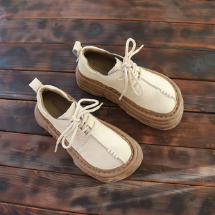 女新款 舒适增高小皮鞋 秋季 森女百搭文艺复古单鞋 女鞋 牛皮丑萌单鞋