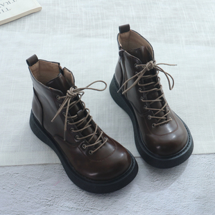 厚底马丁靴女英伦风秋冬新款 女靴大头靴子女显瘦机车靴加绒短靴女