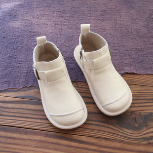 软底小短靴女秋冬新款 平底靴子文艺复古大头女靴加绒保暖百搭裸靴