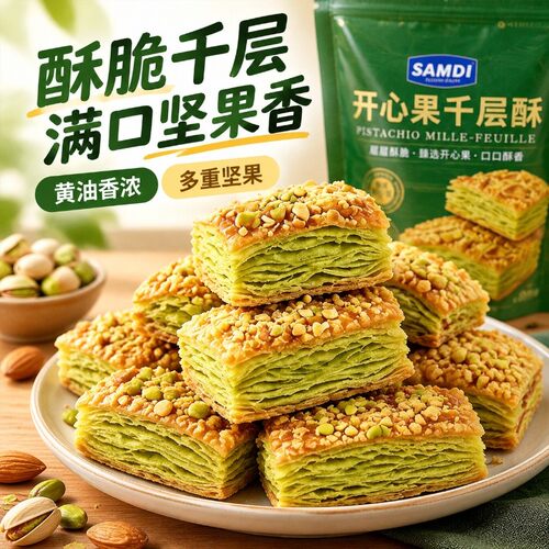 黄油开心果扁桃蝴蝶酥解馋零食