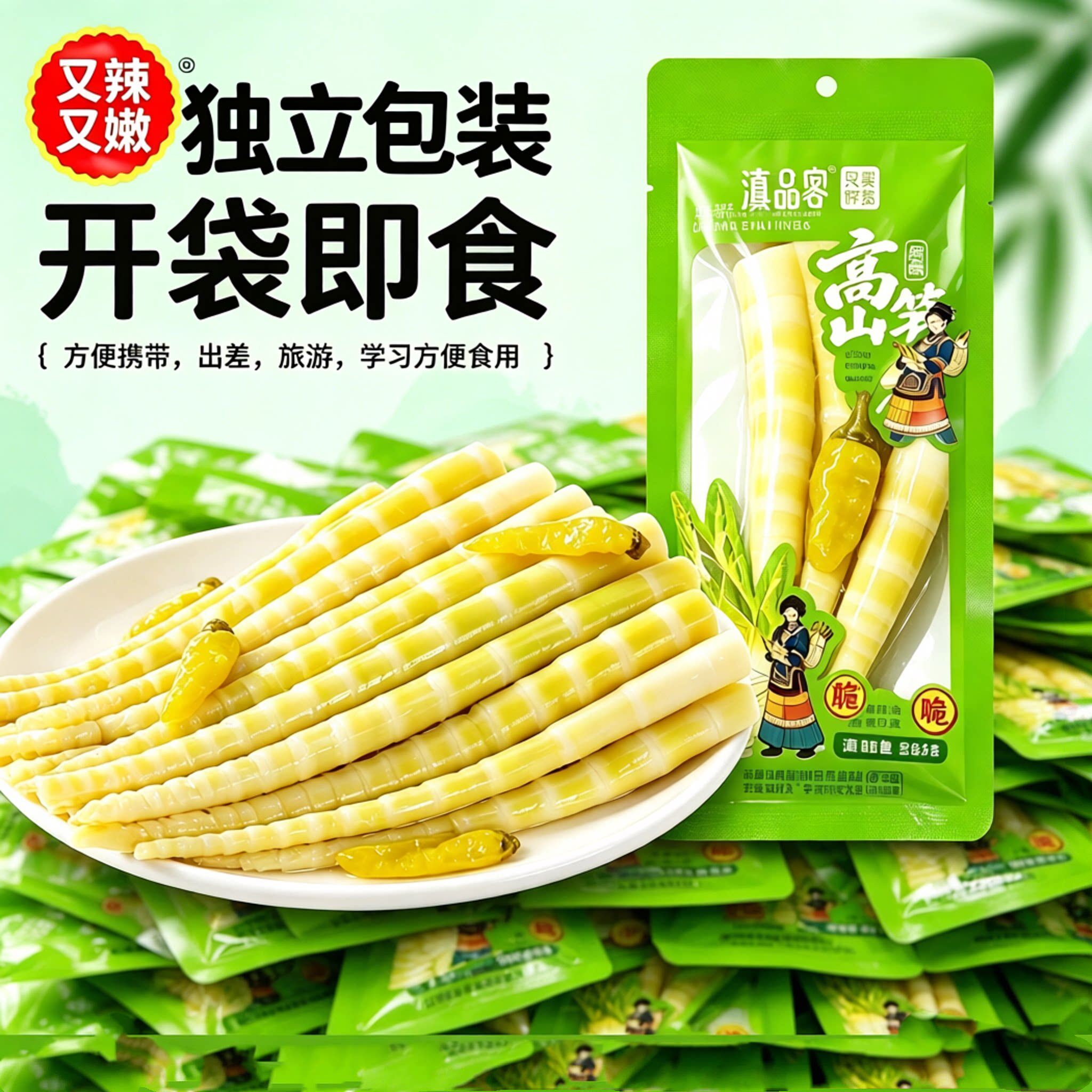 泡椒笋尖脆笋山椒酸笋小包装竹笋低卡零脂休闲零食开袋即食