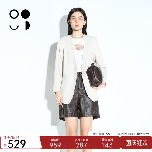 WELKIN&WZWJ极简高级设计感休闲亚麻通勤西装外套女W532X19651