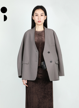 未知未觉极简高级感宽松长袖通勤v领休闲西装外套女W432X14547